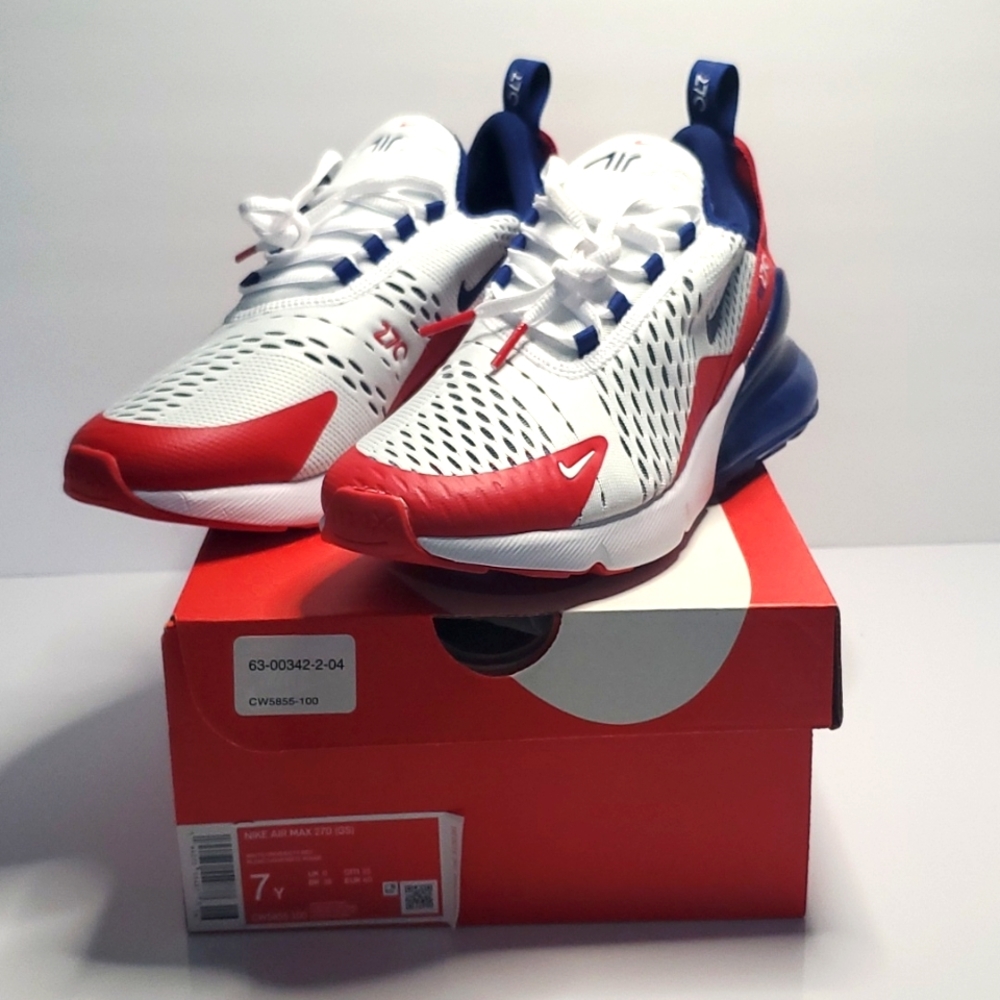Nike Air Max 270 White Obsidian University Red, Grade School Size 7